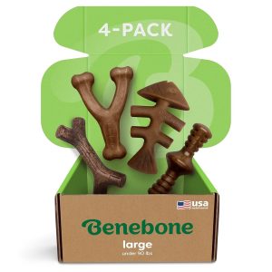 Benebone Giant 4-Pack Chew Toys for Aggressive Canines, Made within the USA, Appropriate for Canines As much as 90 lbs