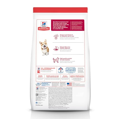 Hill's Science Eating regimen - Small Bites Dry Canine Meals with Rooster & Barley Recipe, 5 LB Bag