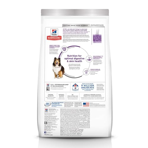 Hill's Science Weight loss program Dry Canine Meals for Adults with Delicate Abdomen & Pores and skin - Hen Recipe, 30 lbs