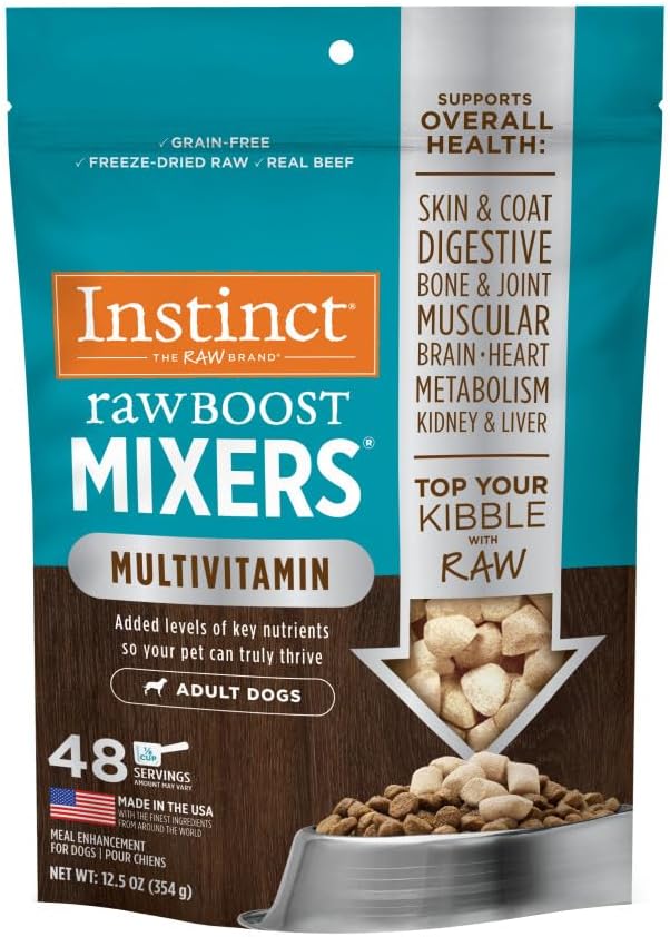 Intuition Uncooked Increase Mixers Freeze-Dried Canine Meals Toppers for Dry Meals – Grain-Free Beef Multivitamin Canine Meals Enhancer for Adults, 12.5 oz