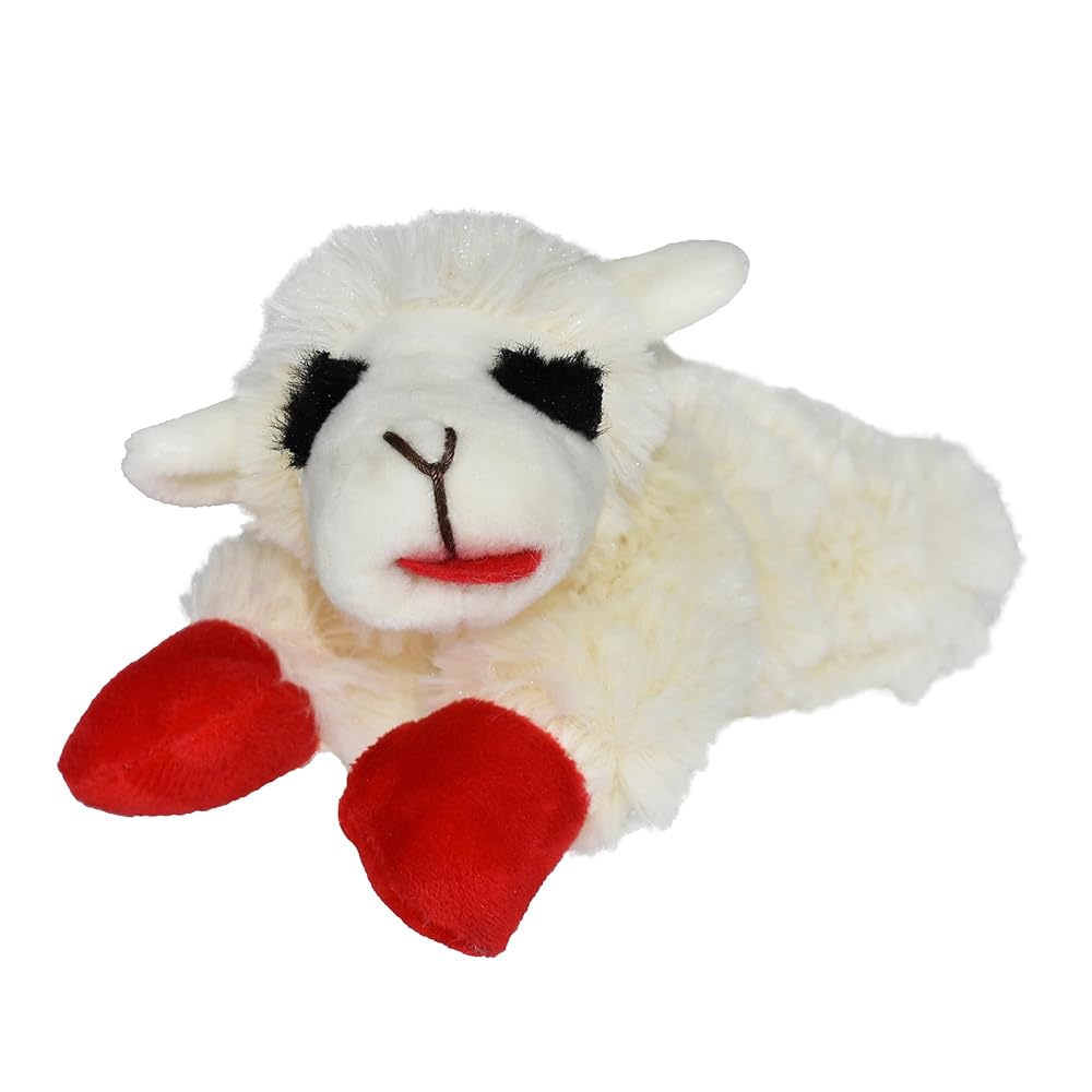 Multipet INTERNATIONAL 843140 Mini Lambchop Plush Squeaky Toy for Pets, 6-Inch, White, Small