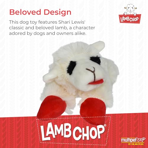 Multipet INTERNATIONAL 843140 Mini Lambchop Plush Squeaky Toy for Pets, 6-Inch, White, Small