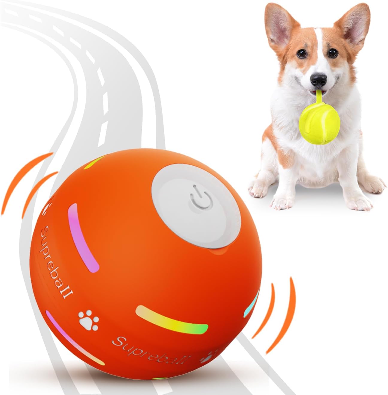 PetDroid Interactive Dog Ball Toy – [Upgraded Version] Durable, Motion-Activated Automatic Rolling Ball for Small, Medium, and Large Dogs, USB Rechargeable