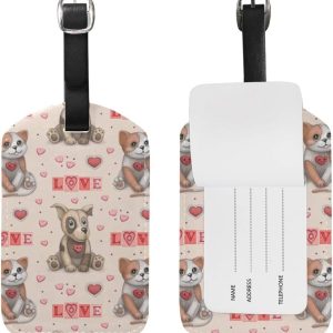 Set of 1 Leather-based Baggage Tag with Lovable Pet Toy Design for Suitcases