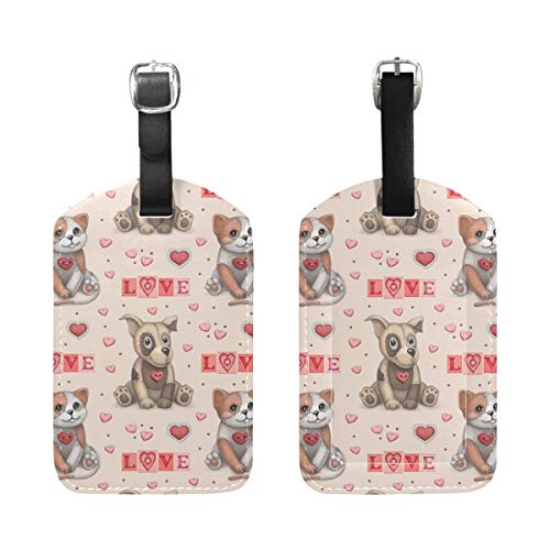 Set of 1 Leather-based Baggage Tag with Lovable Pet Toy Design for Suitcases