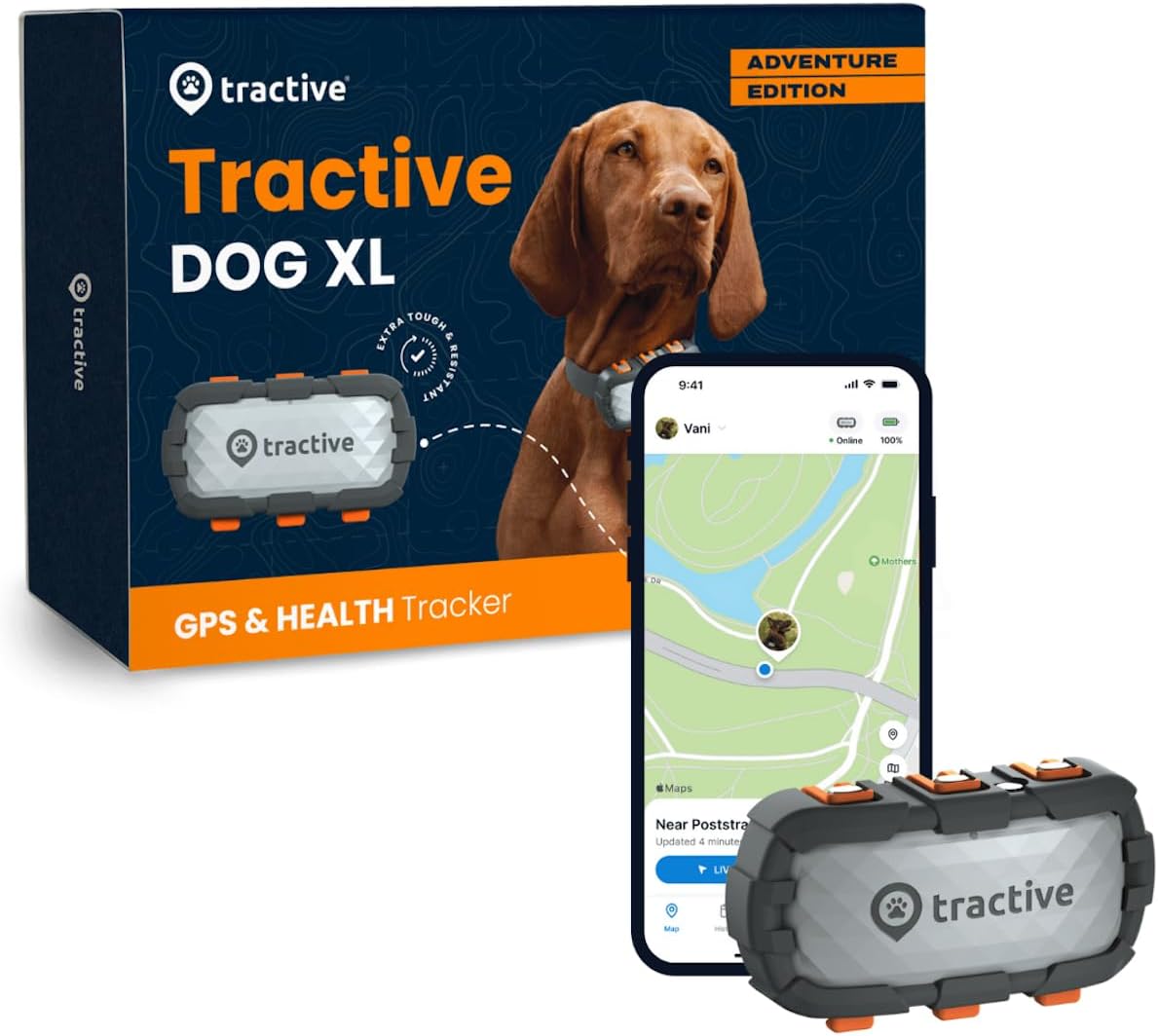 Tractive XL GPS Tracker & Well being Monitor for Canines (50 lbs+) – Prime-Rated Pet GPS Locator | Wellness and Escape Notifications | Waterproof Design | Suitable with Any Collar