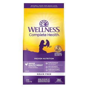 Wellness Pure Pet Meals Full Well being Grain-Free Indoor Wholesome Weight Hen & Turkey Recipe Dry Cat Meals, 5.5 lb Bag